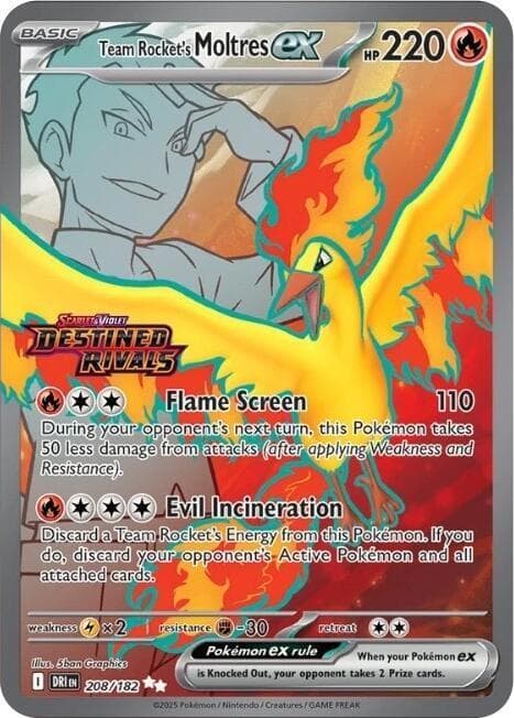 Team Rocket's Moltres ex (Destined Rivals Stamp) (208/182) 